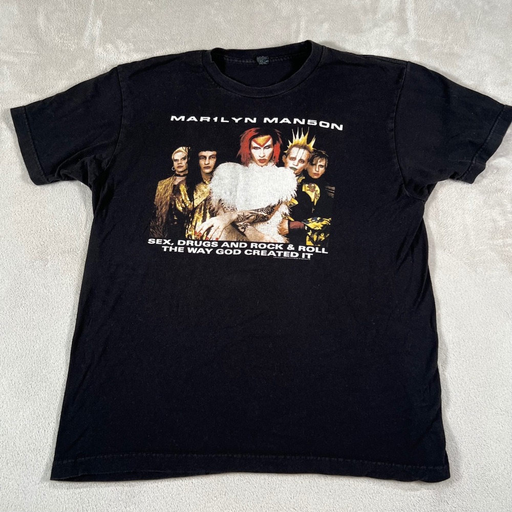 Marilyn Manson Rock Is Dead Tour 99 Graphic T-Shirt Black Mens Large 2016 Print
